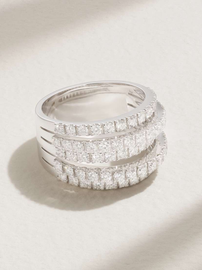 De Beers 5-line 18-karat White Gold Diamond Ring