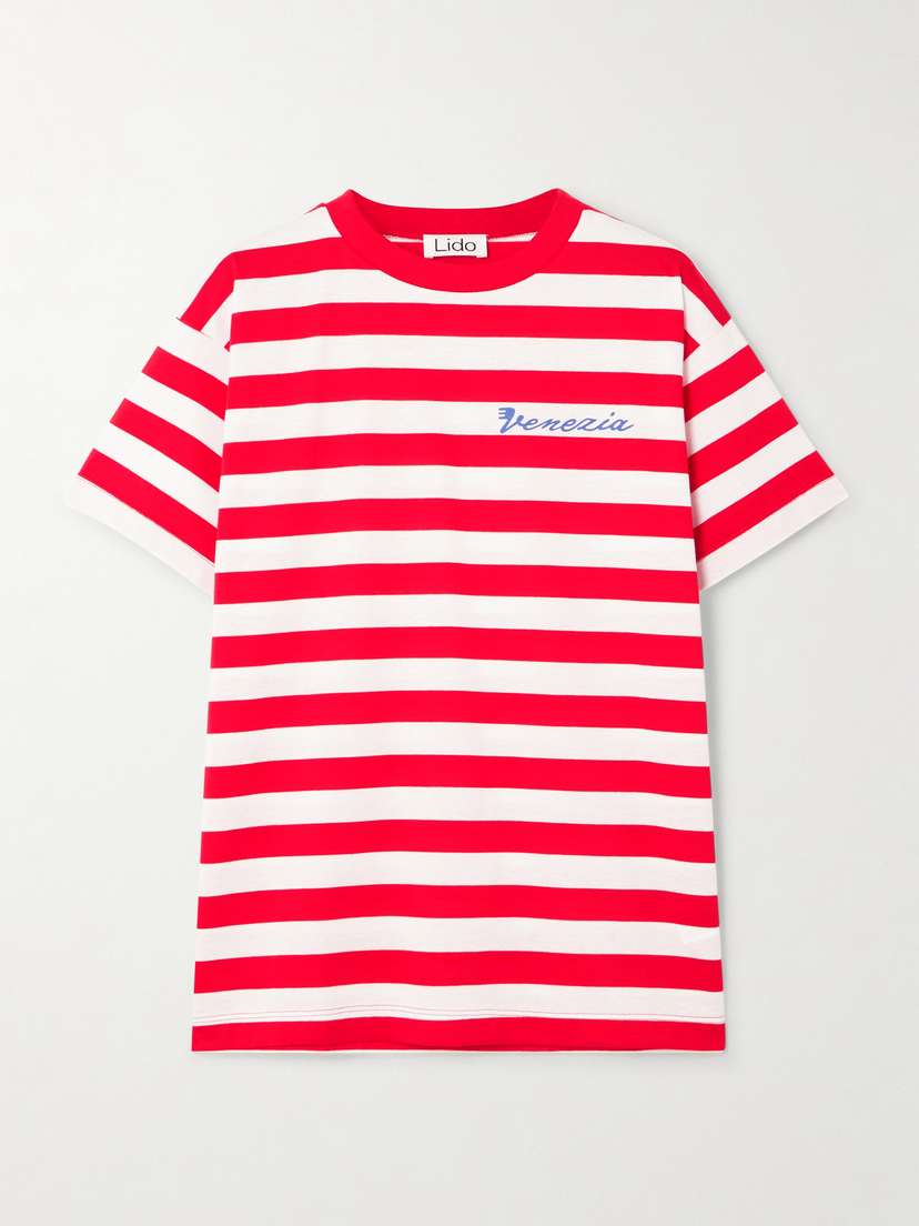 Lido Venezia Printed Striped Cotton-jersey T-shirt