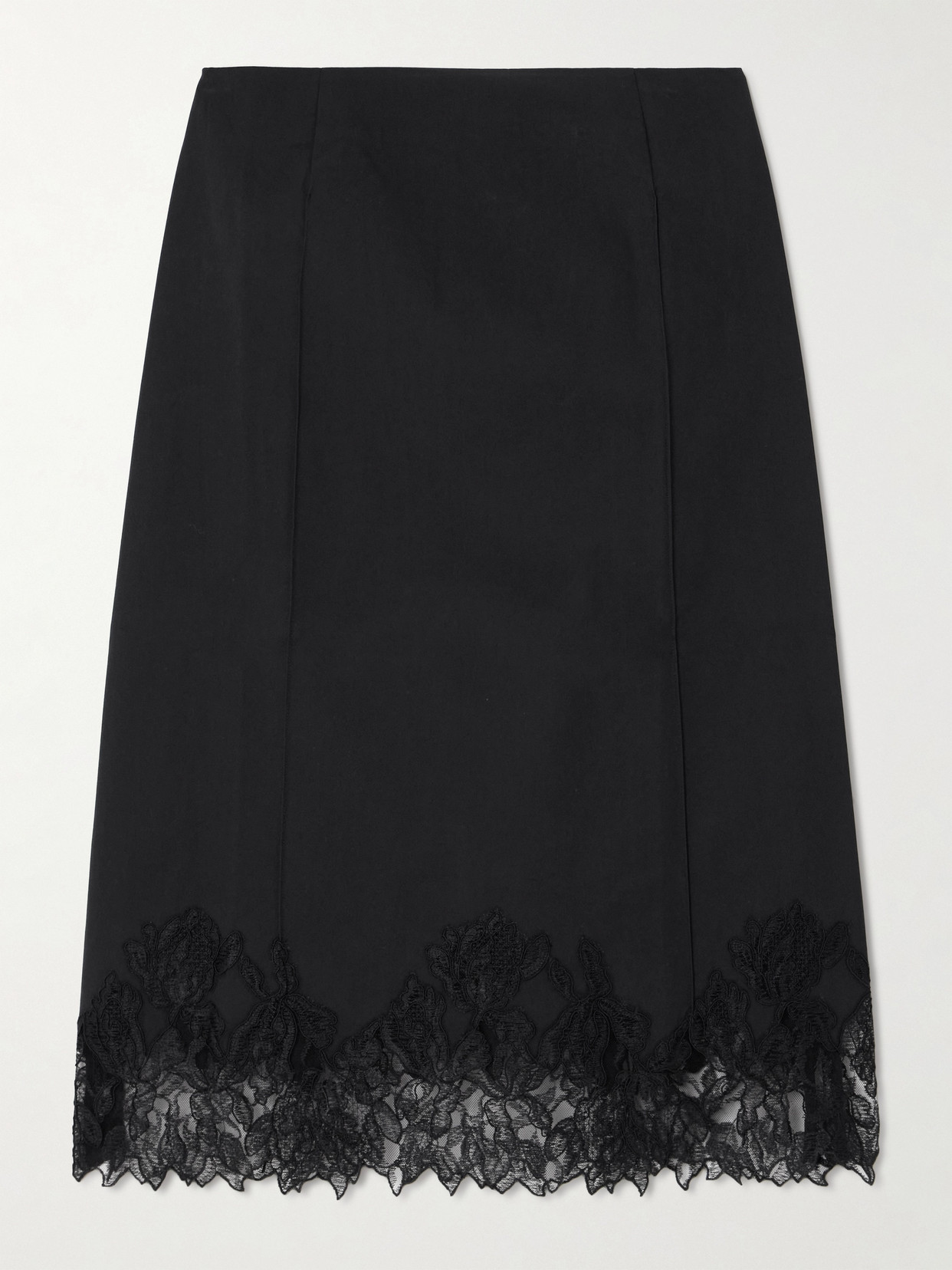 Faithfull Elsain Corded Lace-trimmed Cotton-blend Midi Skirt In Black