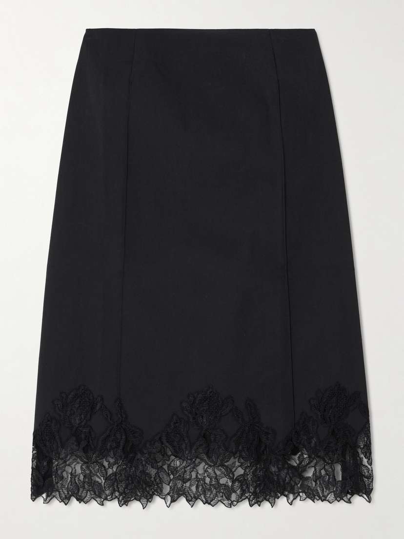 Faithfull Elsain Corded Lace-trimmed Cotton-blend Midi Skirt