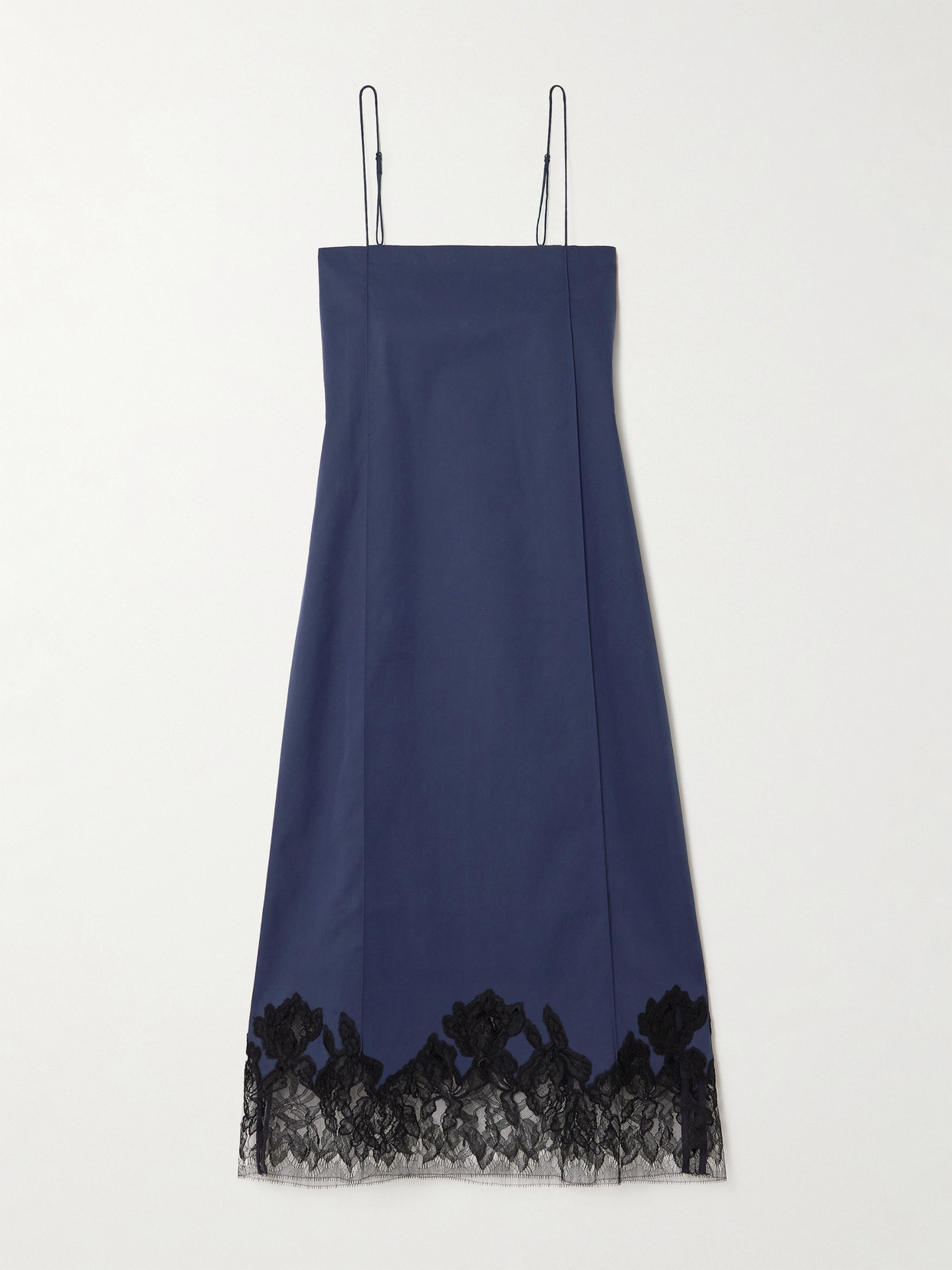 Faithfull - Elsain Lace-trimmed Cotton-blend Twill Midi Dress - Navy