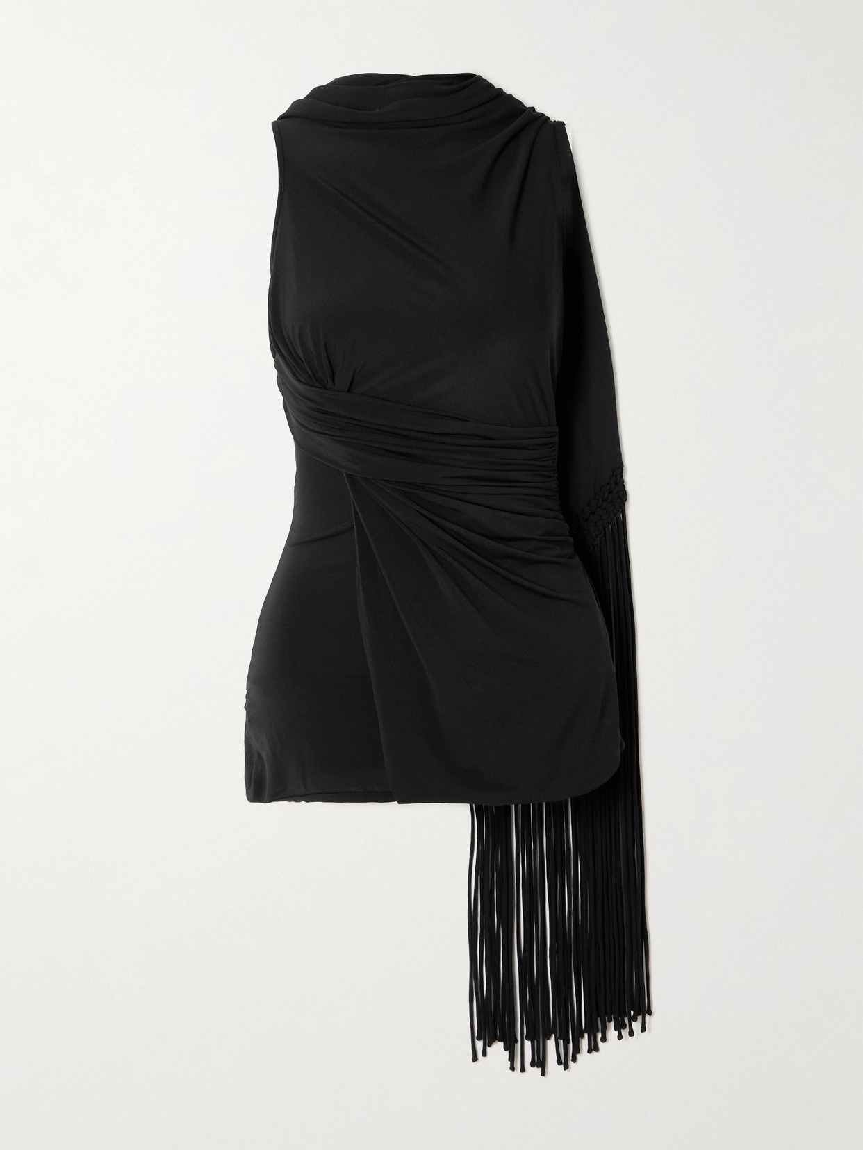 Faithfull - Laon Macramé-trimmed Draped Gathered Stretch-jersey Top - Black