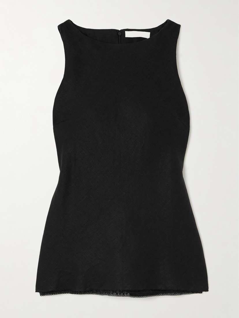 Faithfull Saribou Lace-trimmed Linen Top