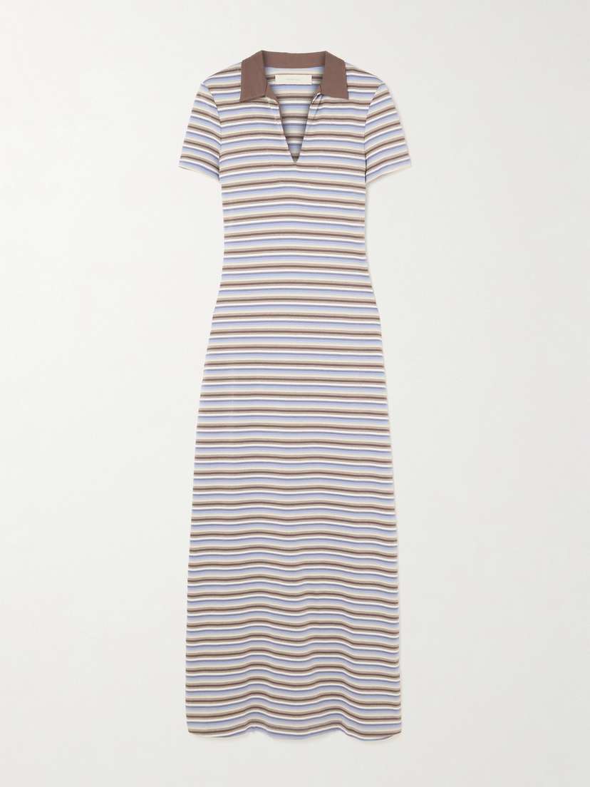 Faithfull Tiesse Striped Cotton-jersey Midi Dress - x small