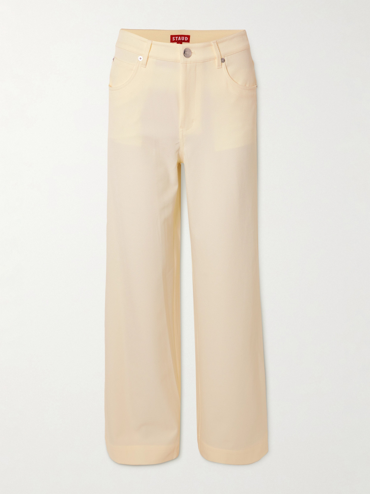 Staud Grayson Twill Wide-leg Pants In Ecru