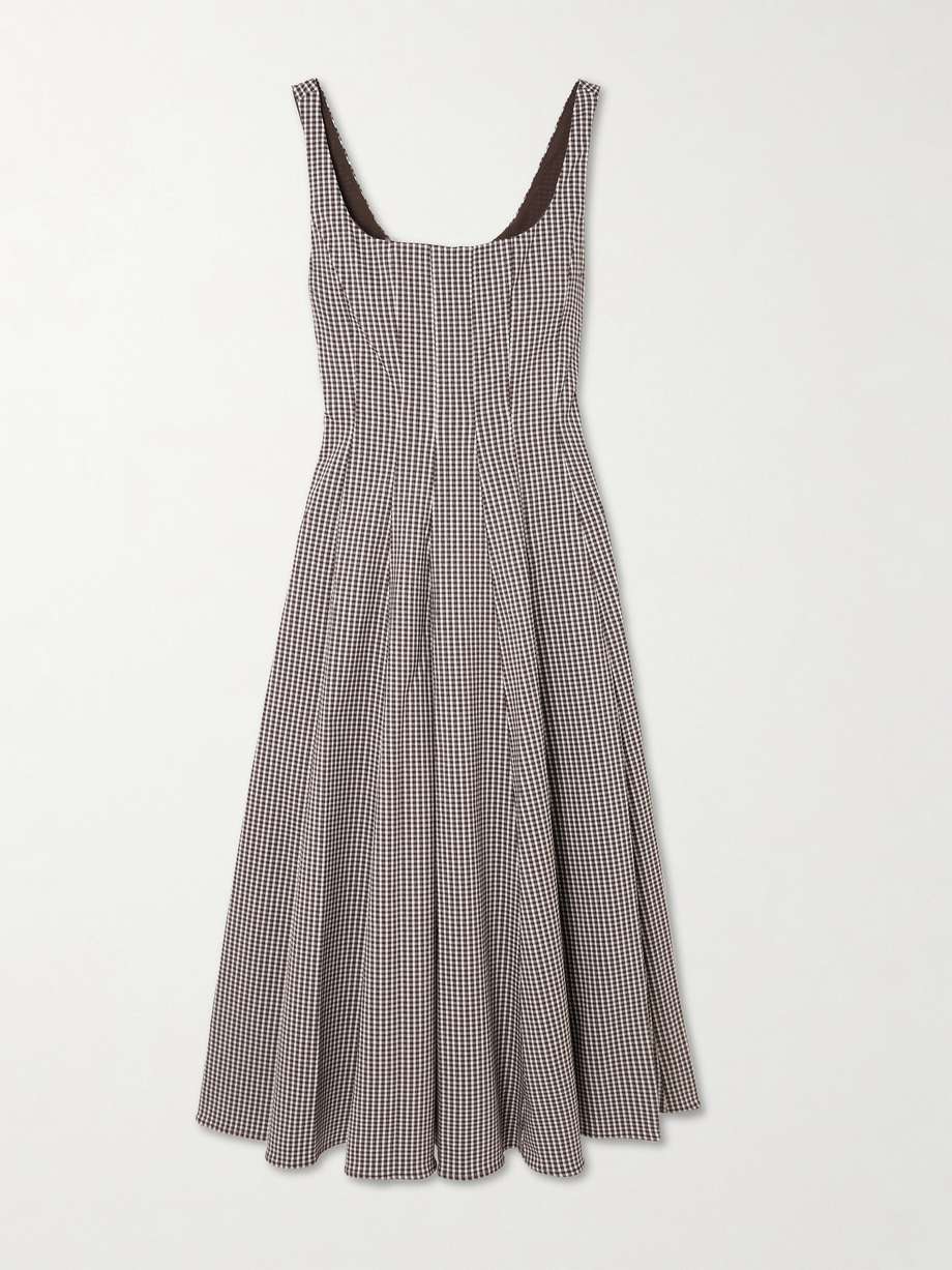 wells pleated gingham poplin midi dress