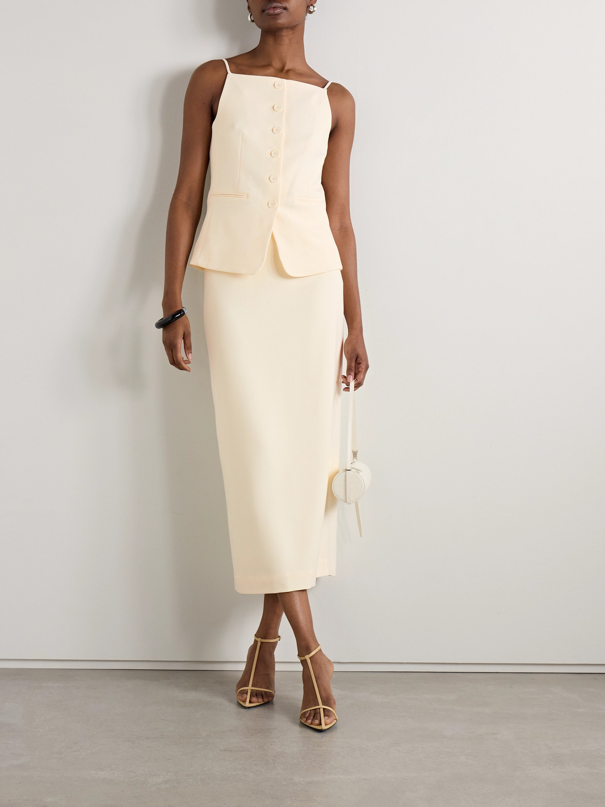 Staud Una Crepe Tank In Ecru