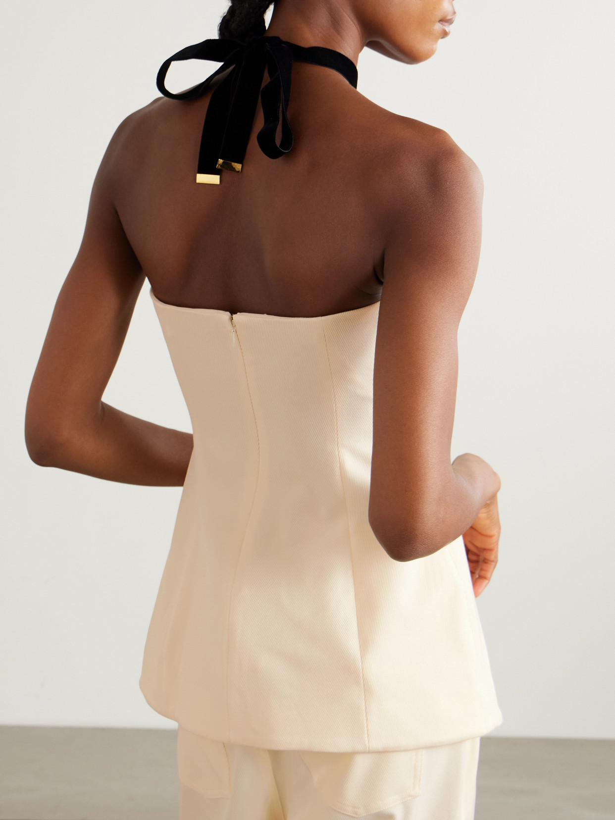 Silvia Strapless Twill Peplum Top