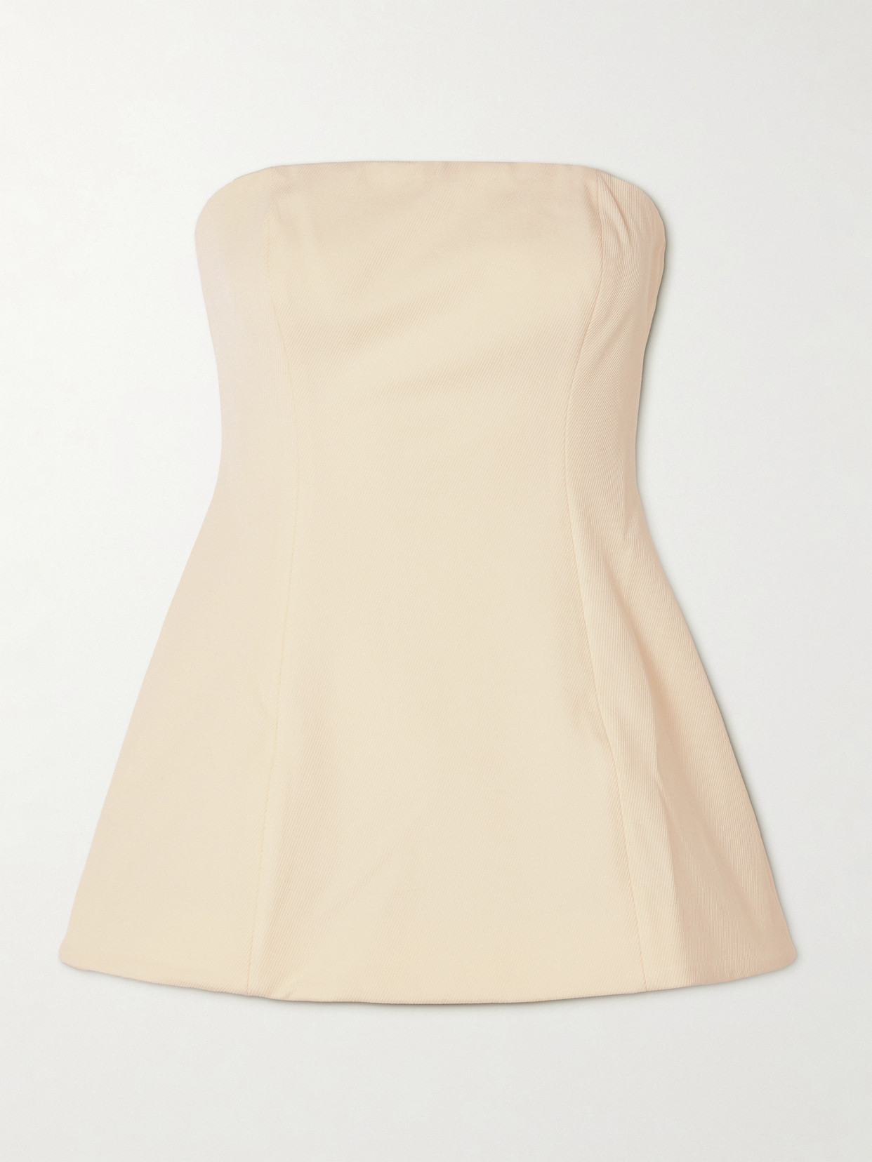 Staud Silvia Strapless Twill Peplum Top In Ecru