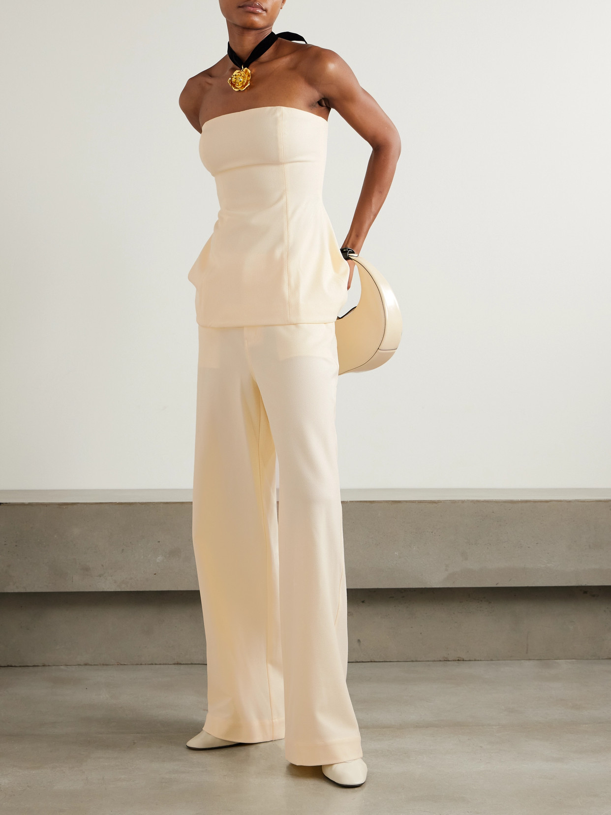 Silvia Strapless Twill Peplum Top