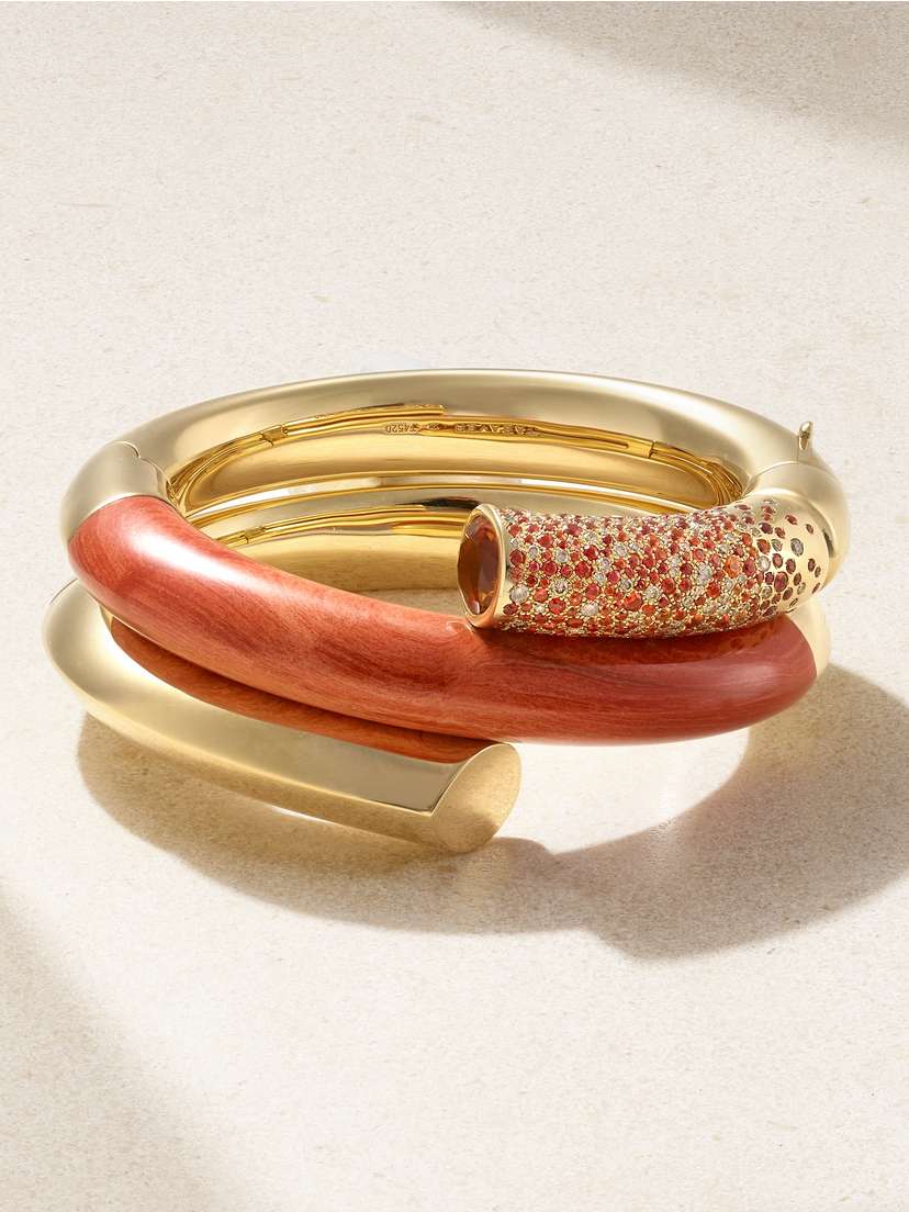 TABAYER Oera Coil 18-karat Gold Multi-stone Bracelet
