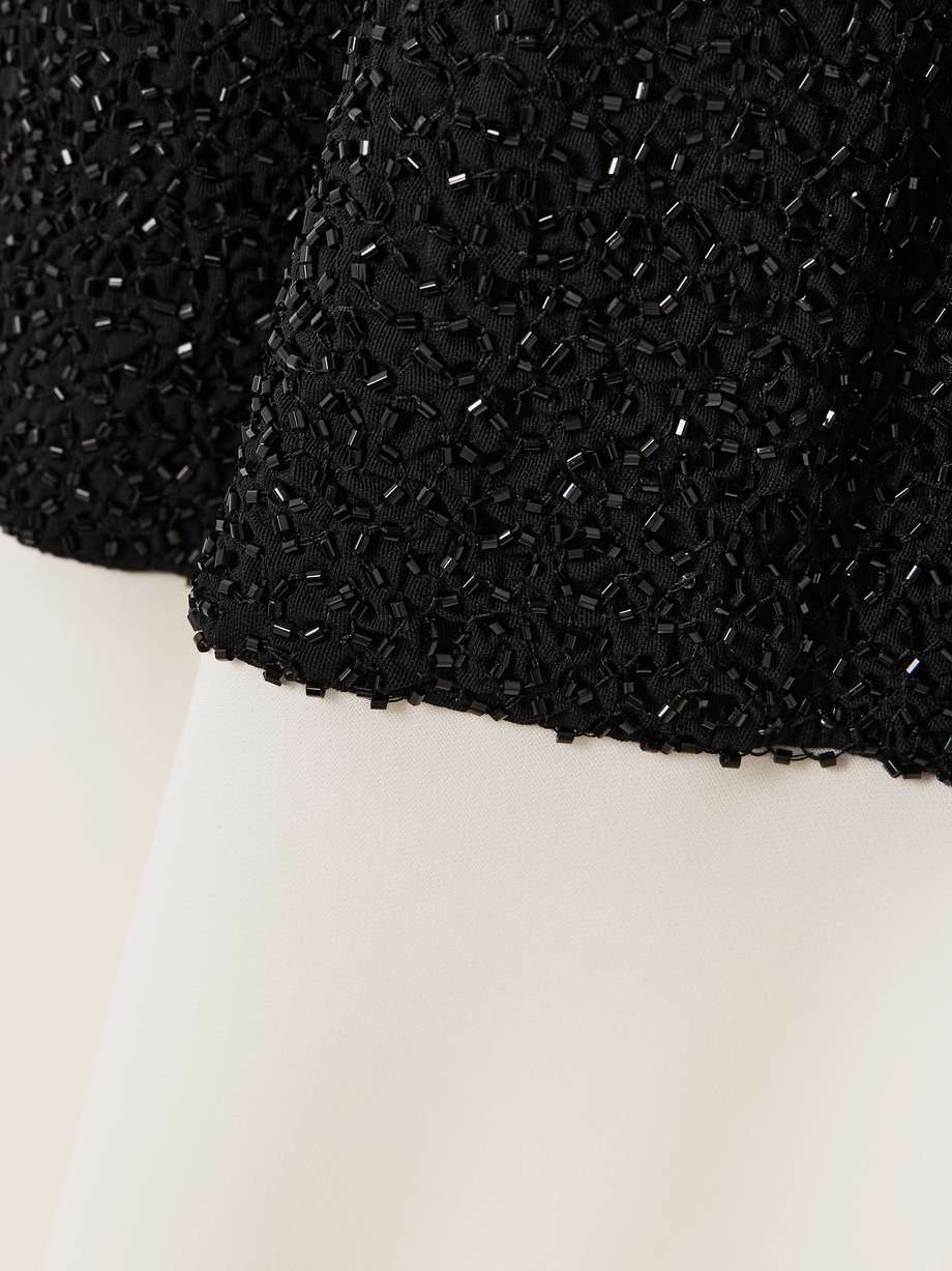 gabrielle layered bead-embellished mesh and crepe gown