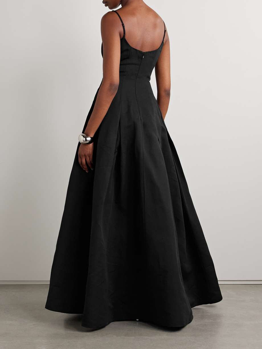 joy pleated cotton-blend faille maxi dress