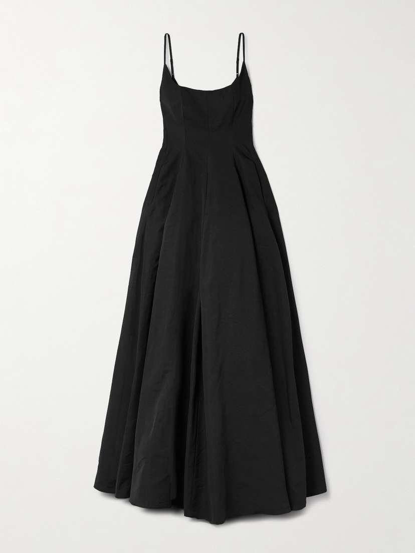 Staud Joy Pleated Cotton-blend Faille Maxi Dress