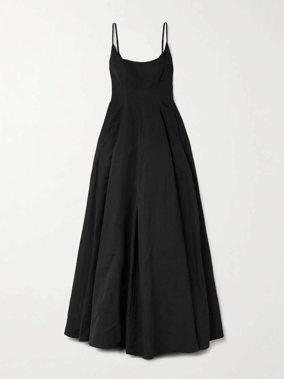 joy pleated cotton-blend faille maxi dress