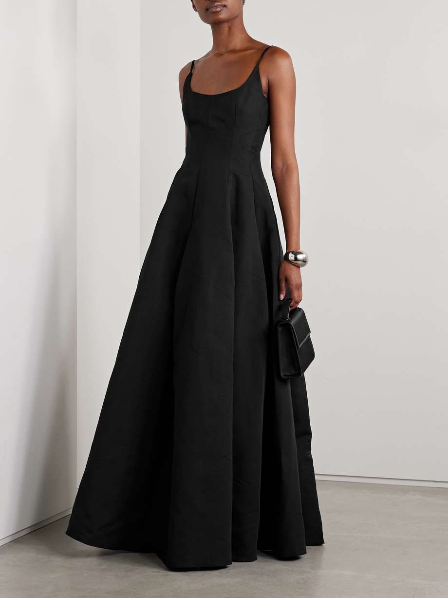 joy pleated cotton-blend faille maxi dress