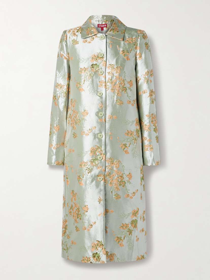 Staud Antoinette Metallic Brocade Coat