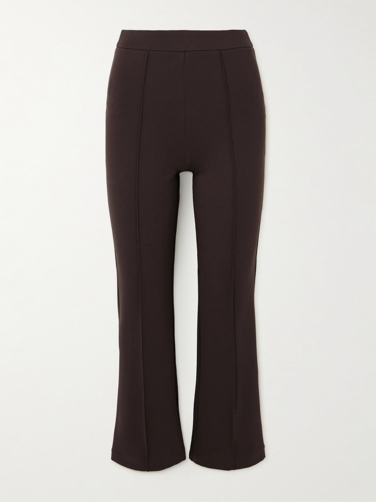 Staud Knack Cropped Stretch-jersey Straight-leg Pants In Brown