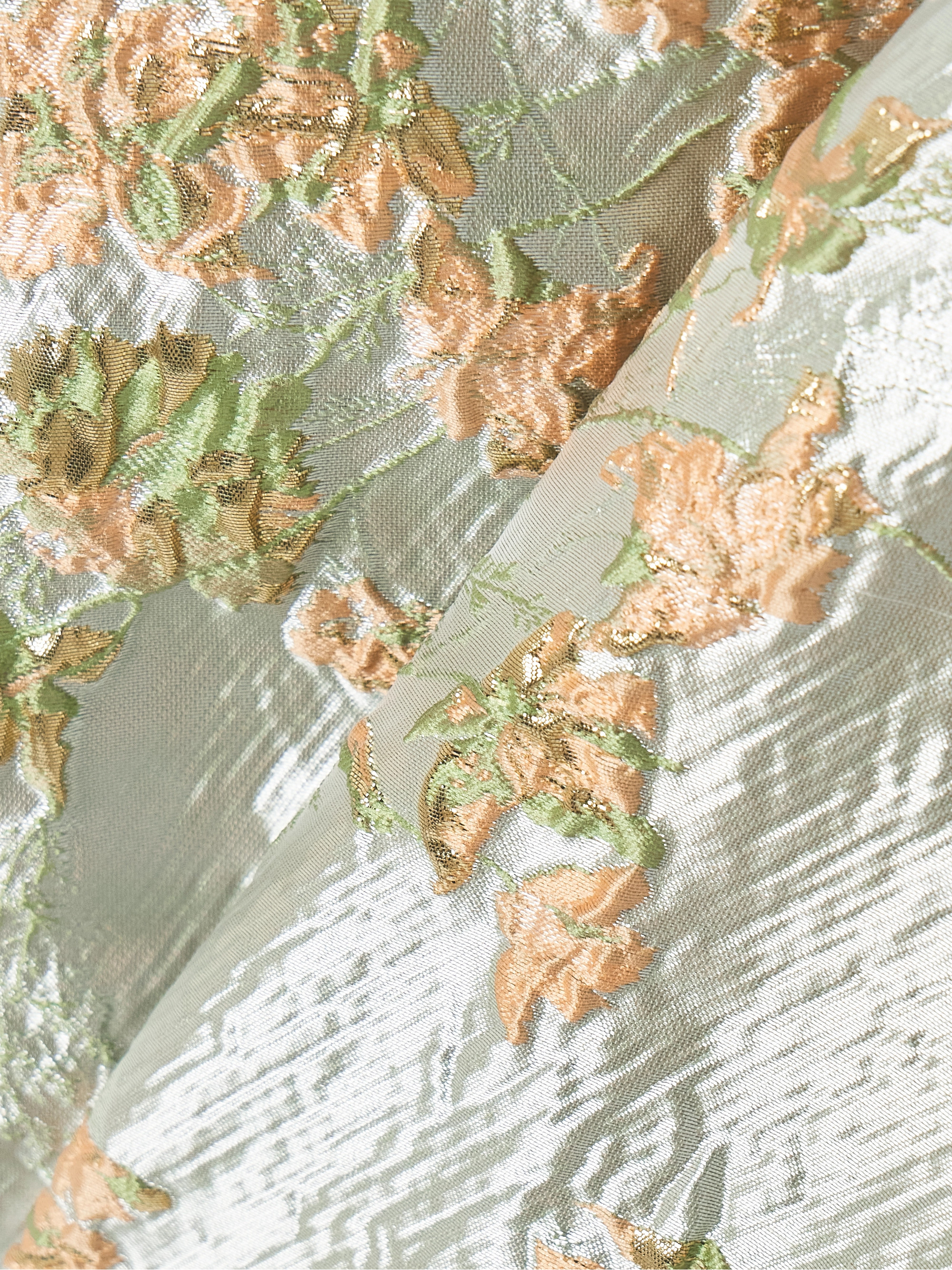 Staud Kennedy strapless gathered metallic brocade midi dress thumbnail
