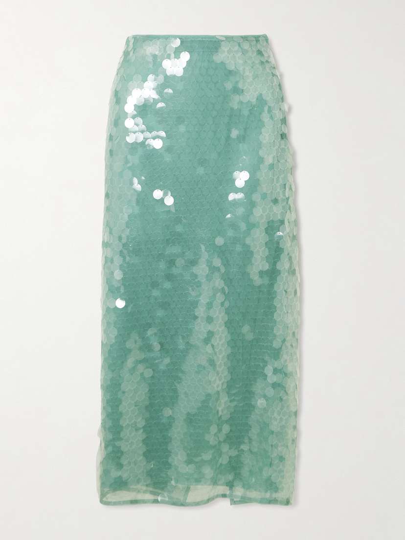 Staud Casey Paillette-embellished Tulle Midi Skirt - US0