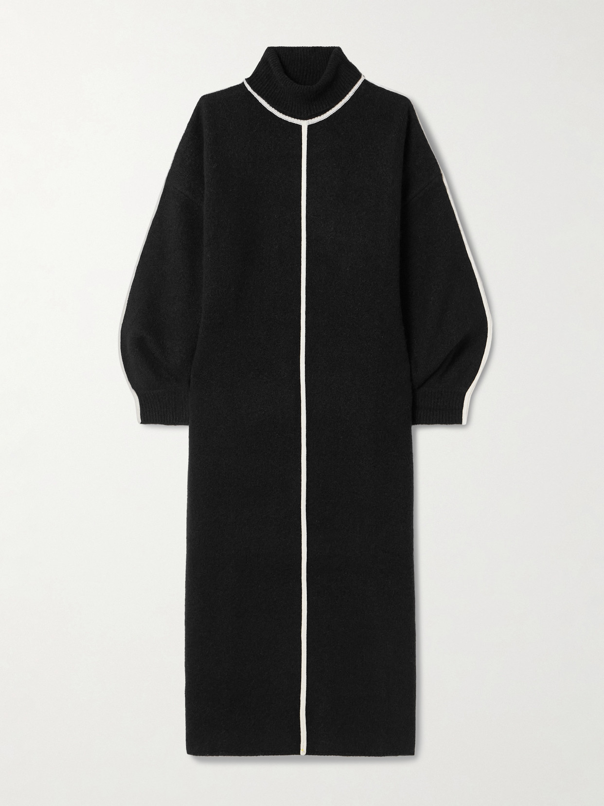 Staud Apres Knitted Turtleneck Midi Dress In Black