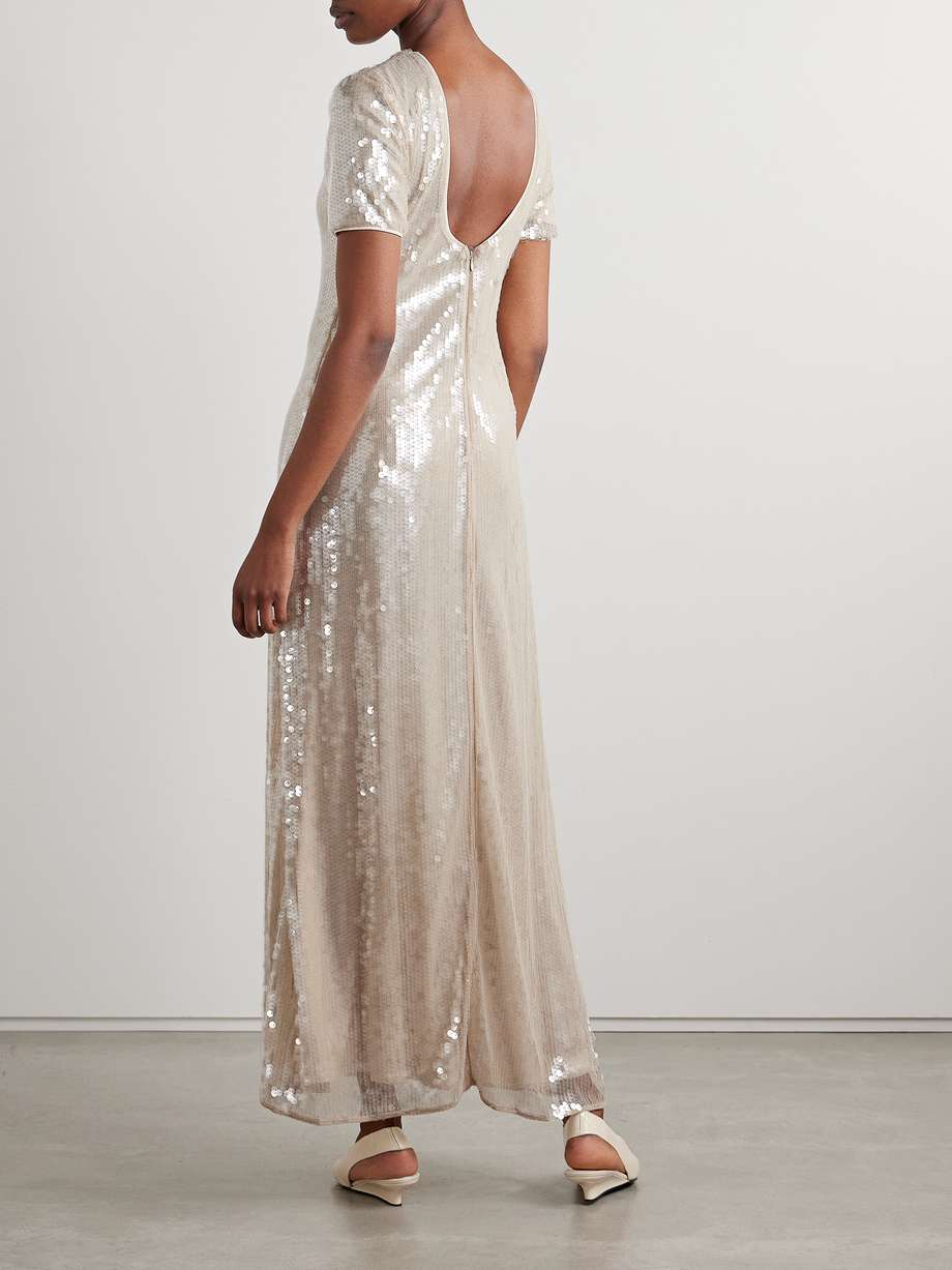 safi gathered sequined tulle maxi dress