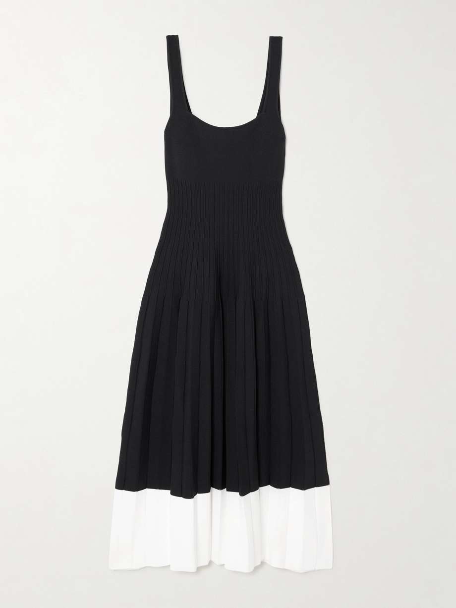ellison pleated ribbed-knit midi dress