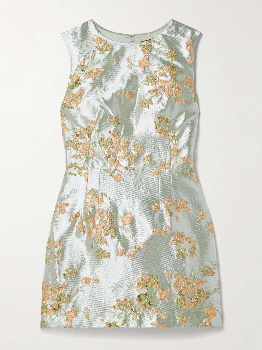 garden metallic brocade mini dress