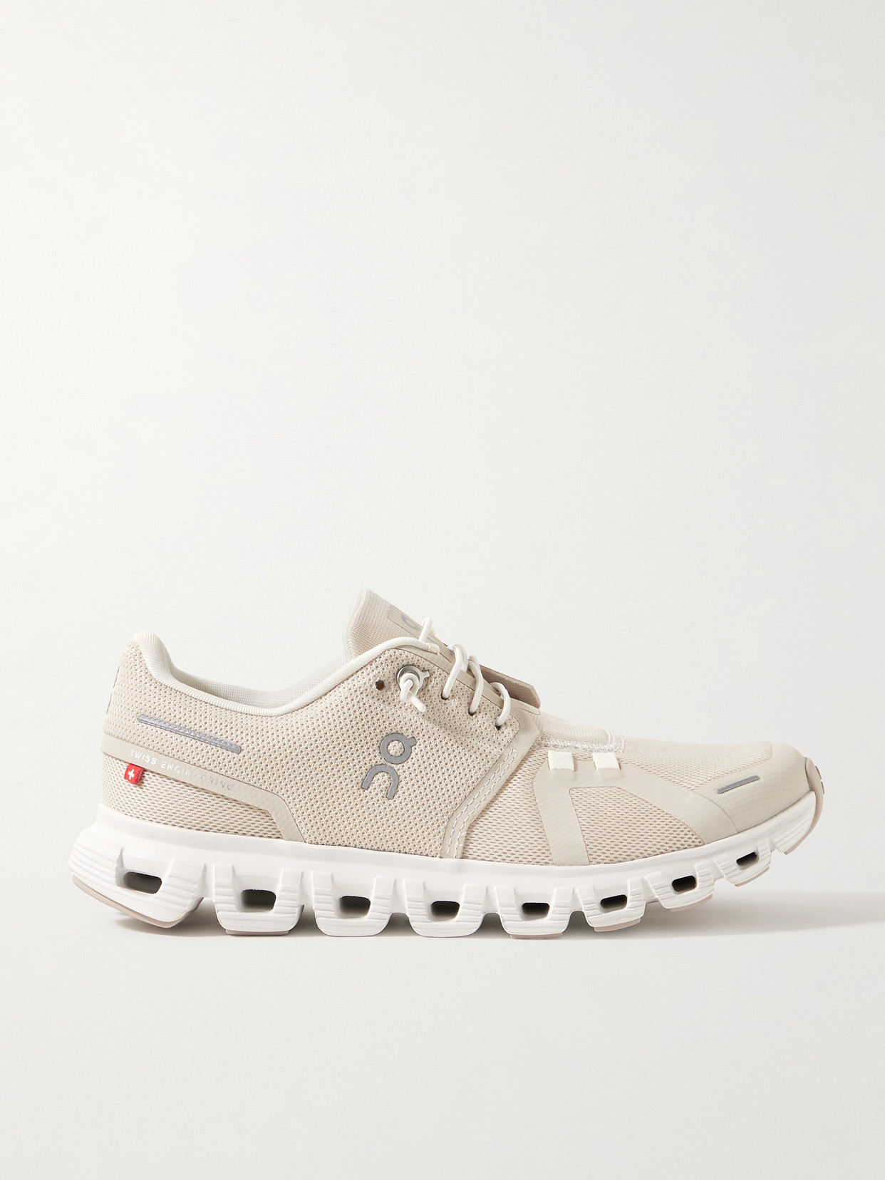 On Running Cloud 5 Panelled Mesh Sneakers In White