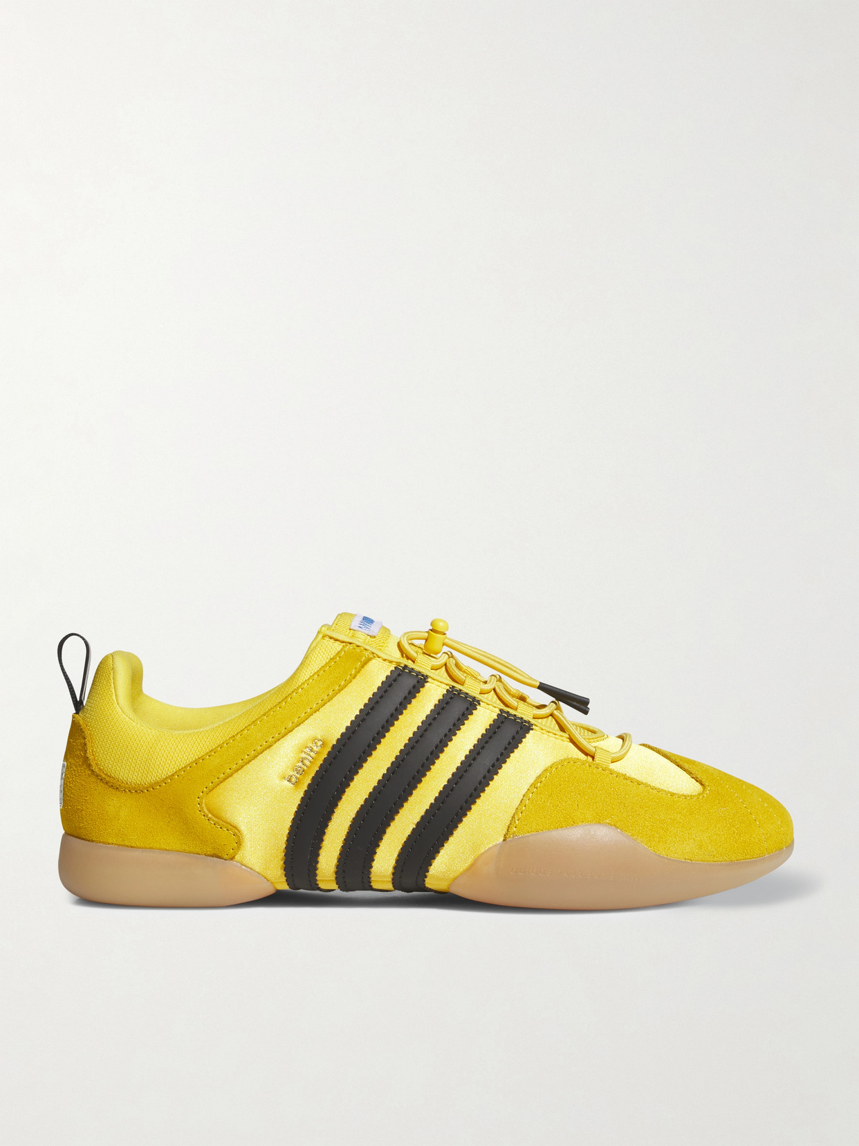 Adidas Originals + Bad Bunny Ballerina Leather-trimmed Satin And Suede Trainers In Yellow