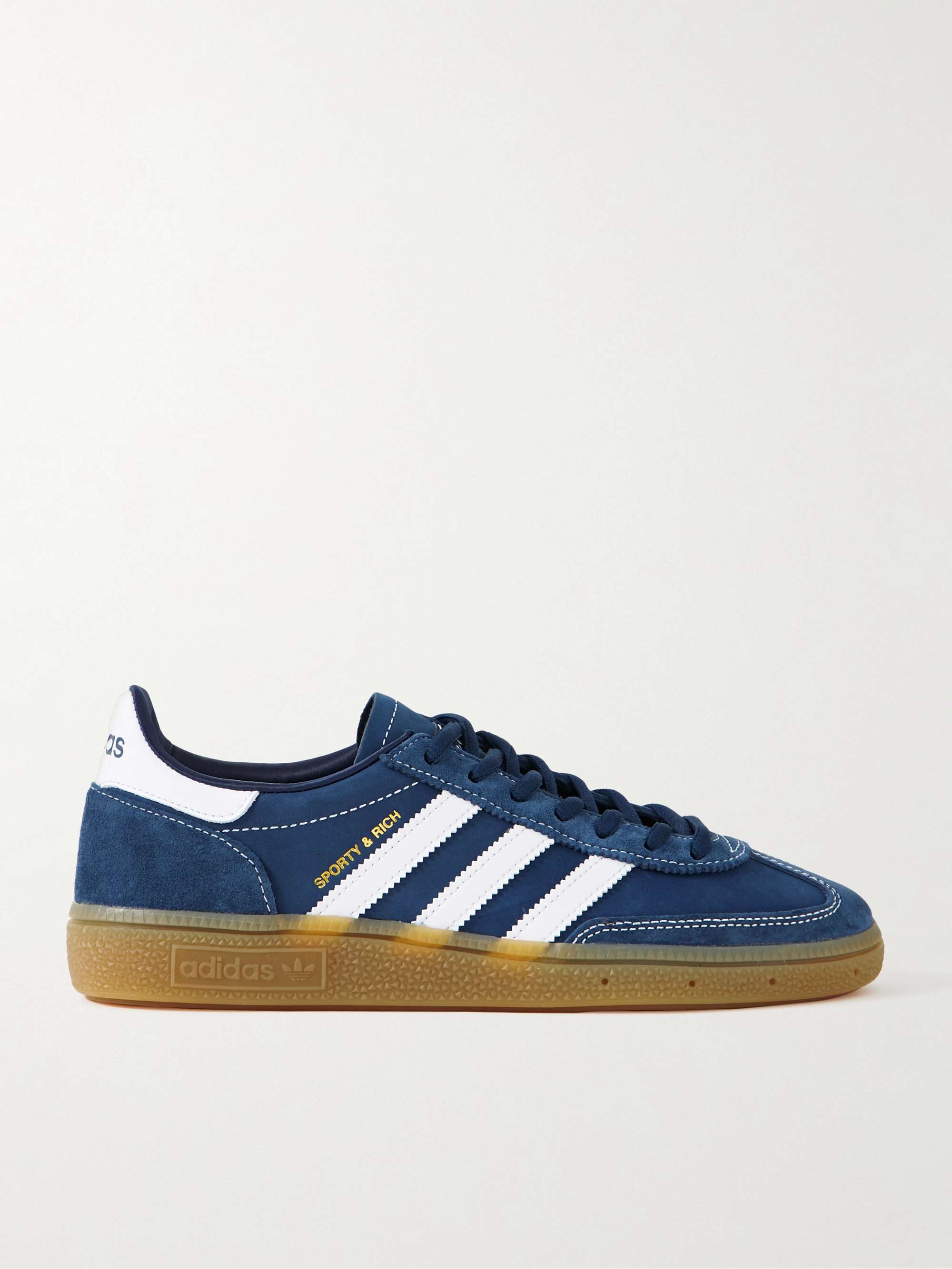Navy + Sporty & Rich Handball Spezial leather-trimmed suede