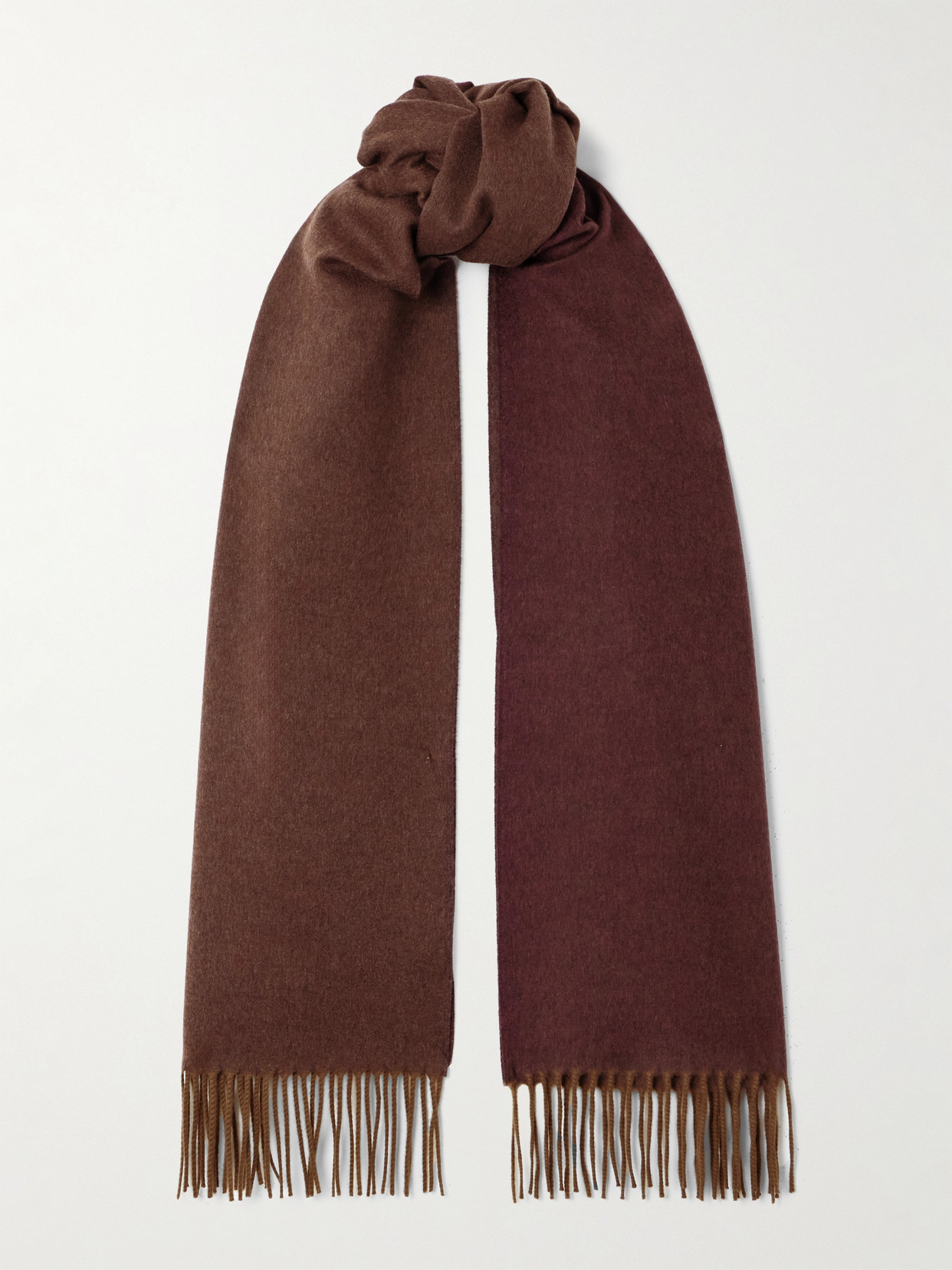 Loro Piana Fringed Two-tone Cashmere Scarf In Brown