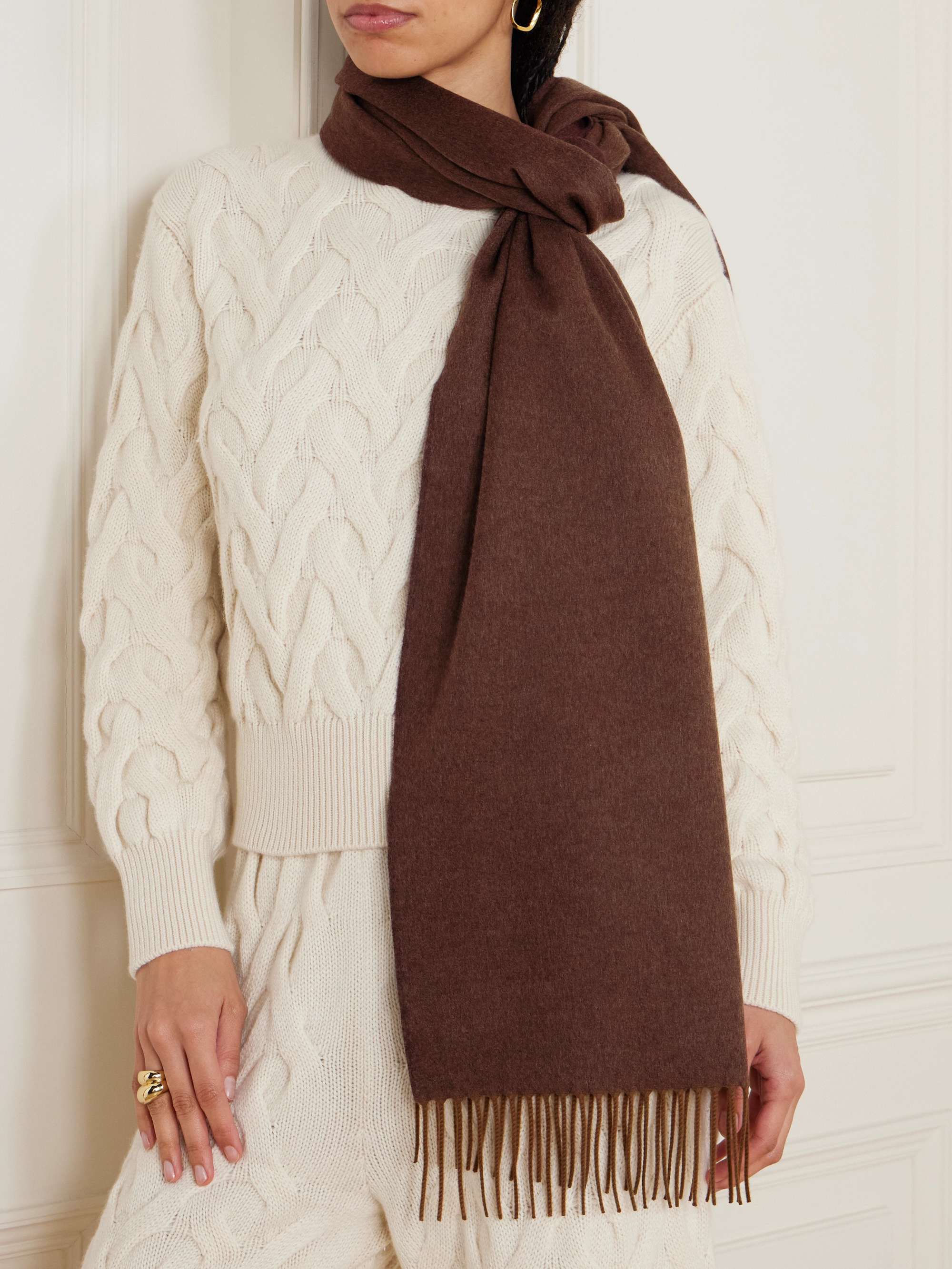 LORO PIANA Fringed cashmere scarf