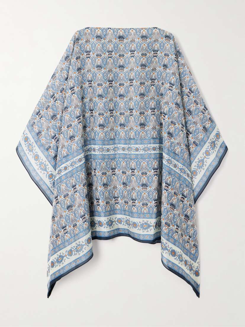 Loro Piana Dani Printed Silk Poncho