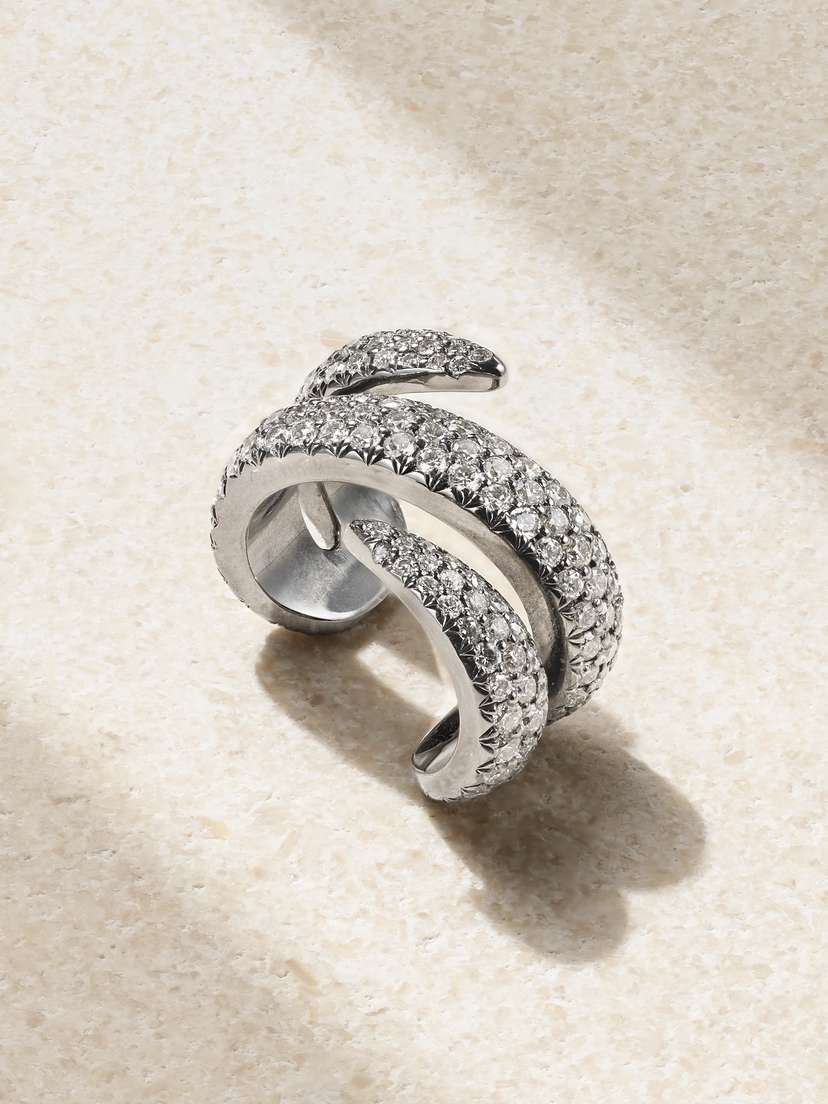 EVA FEHREN Boa 18-karat Blackened White Gold Diamond Ear Cuff