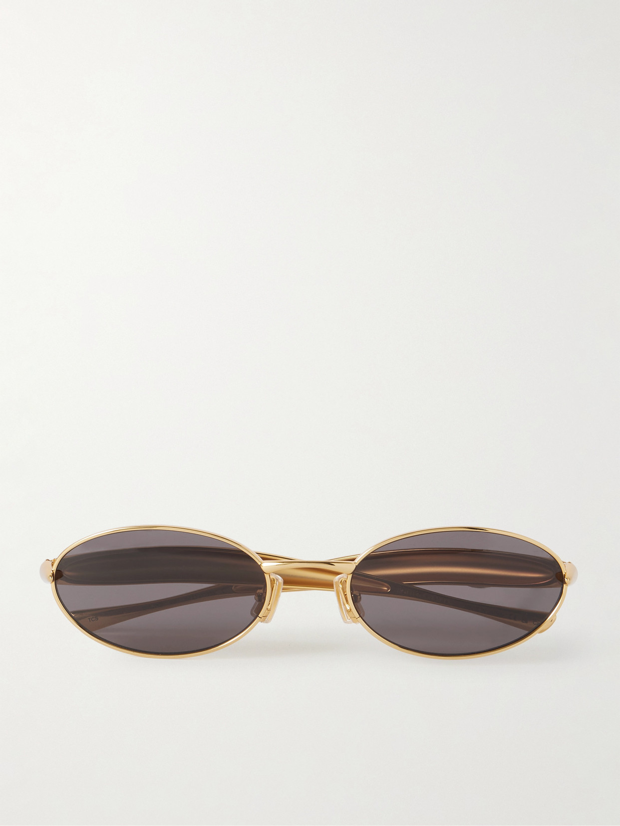 BOTTEGA VENETA SARDINE OVAL-FRAME GOLD-TONE SUNGLASSES