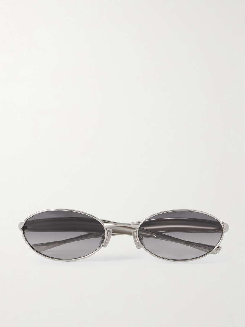 Bottega Veneta Eyewear Sardine Oval-frame Silver-tone Sunglasses