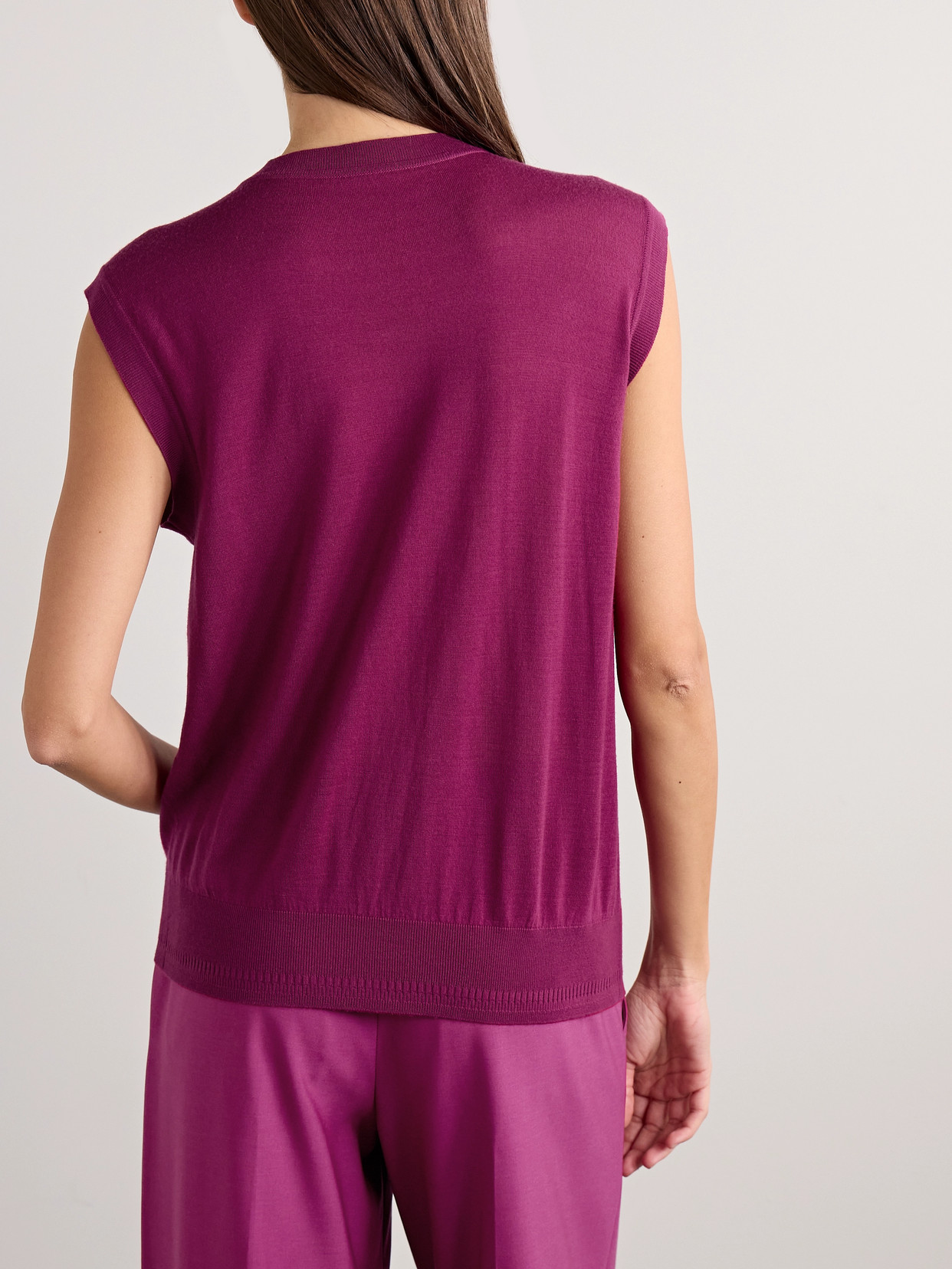 Another Tomorrow Wool Tank In Purple