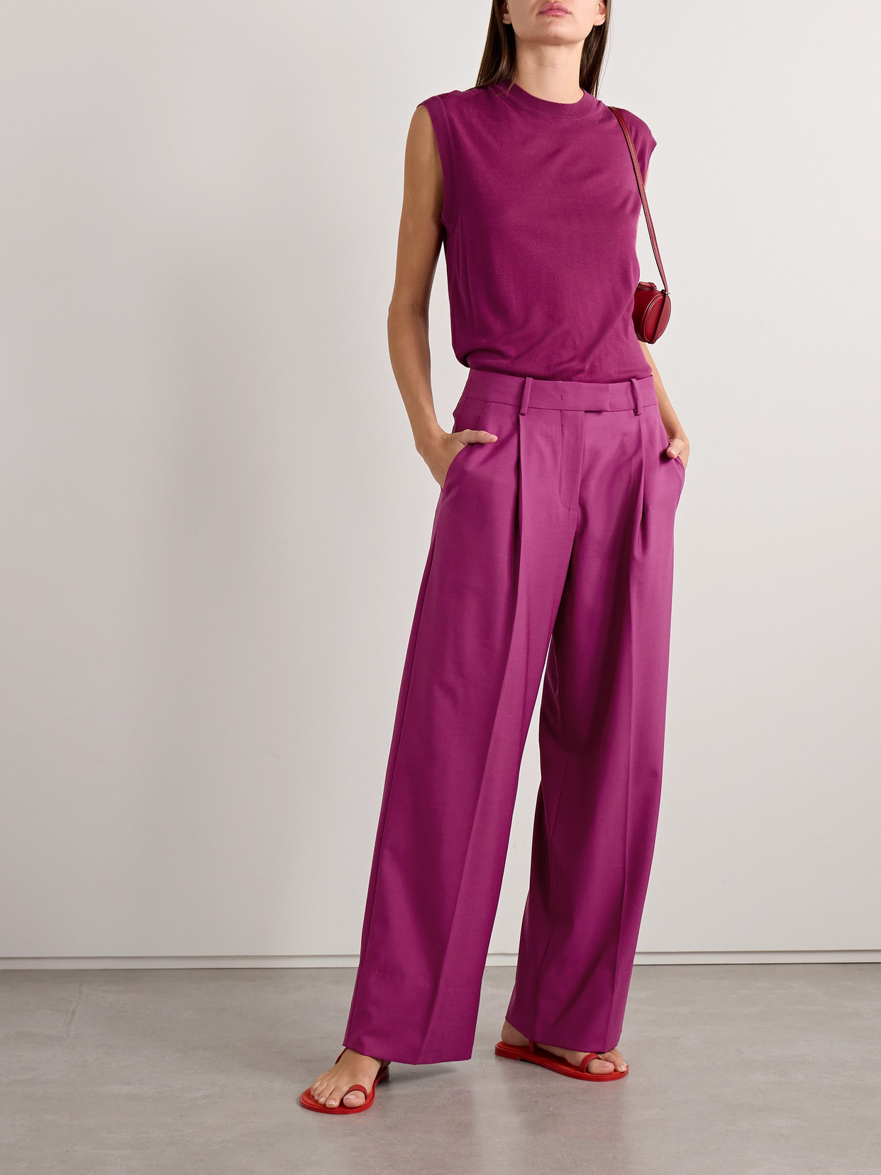 Another Tomorrow Wool Tank In Purple