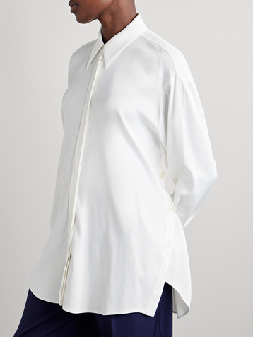Another Tomorrow Satin-crepe shirt