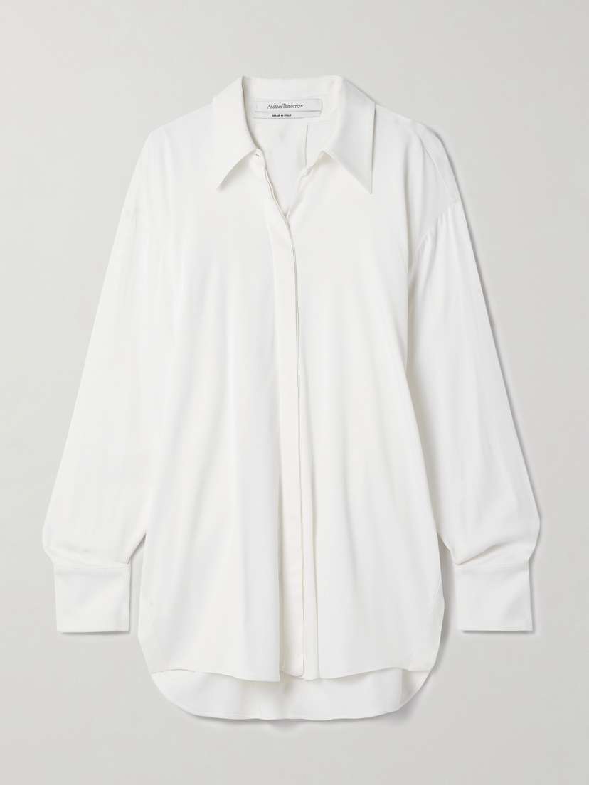 Another Tomorrow Satin-crepe Shirt