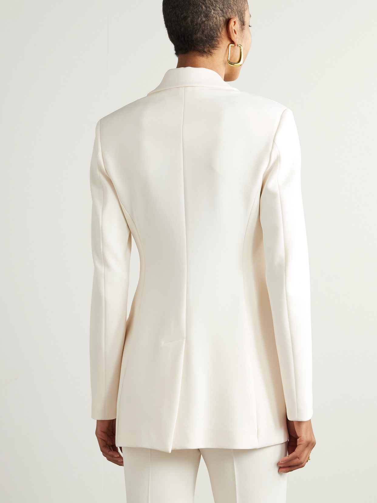 Another Tomorrow Jersey Double-breasted Jacket In White