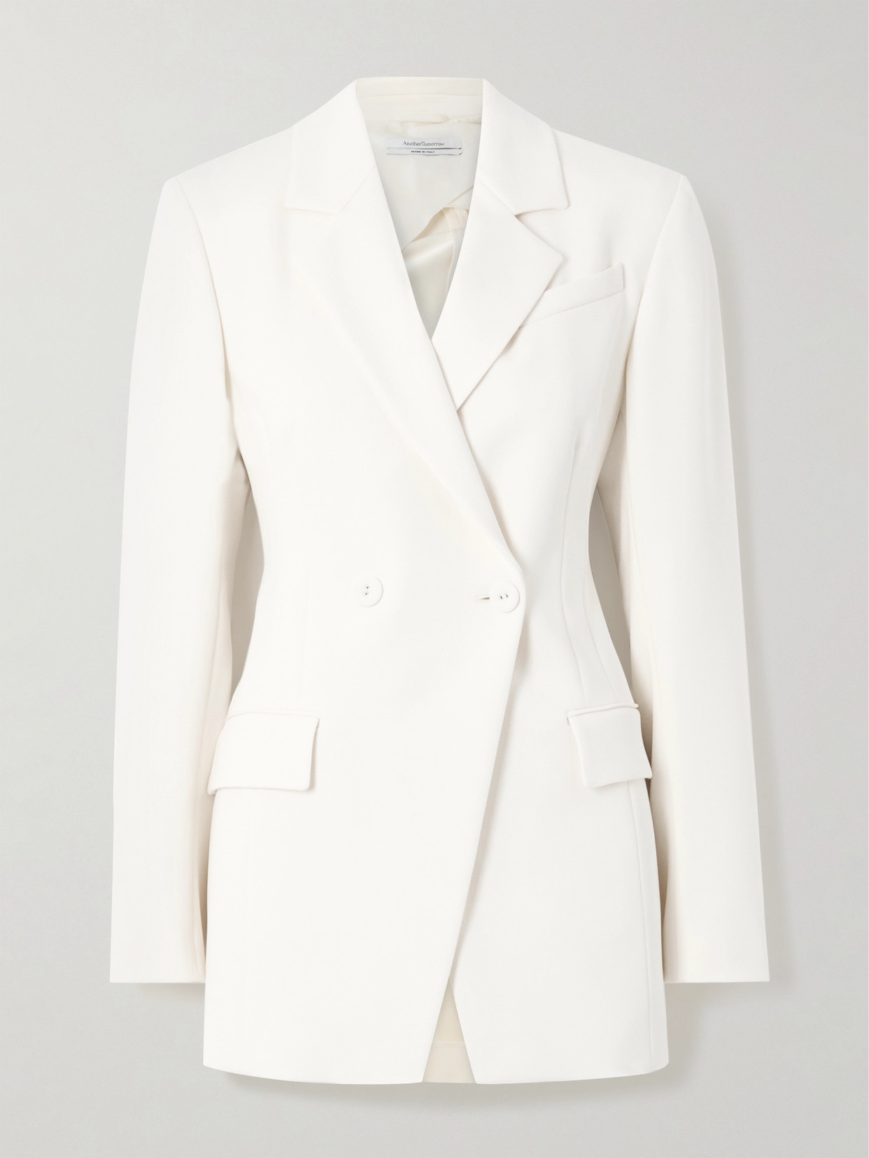 Another Tomorrow Jersey Double-breasted Jacket In White