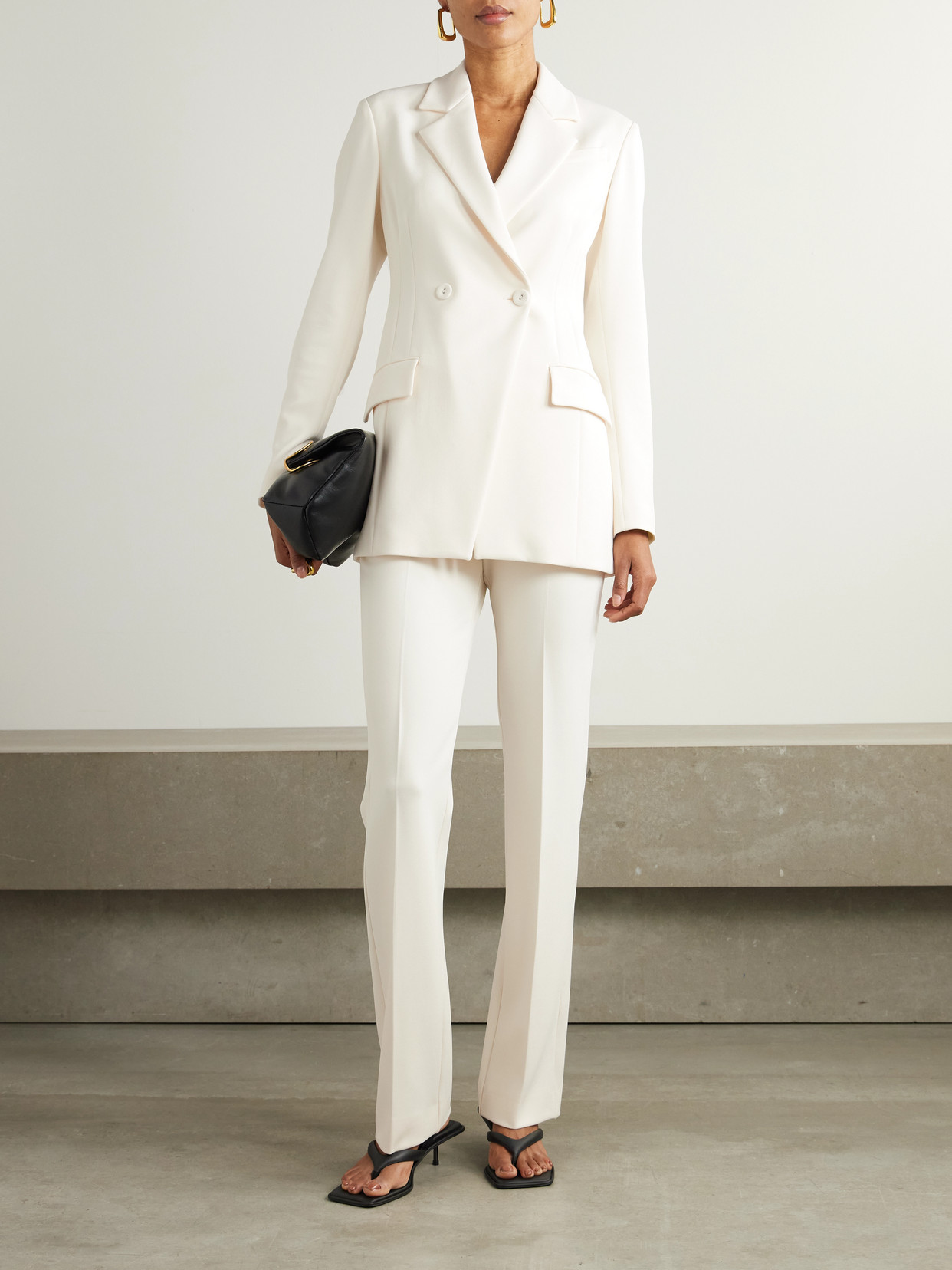 Another Tomorrow Jersey Double-breasted Jacket In White