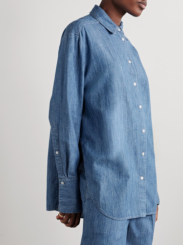 Another Tomorrow Oversized organic cotton-chambray shirt