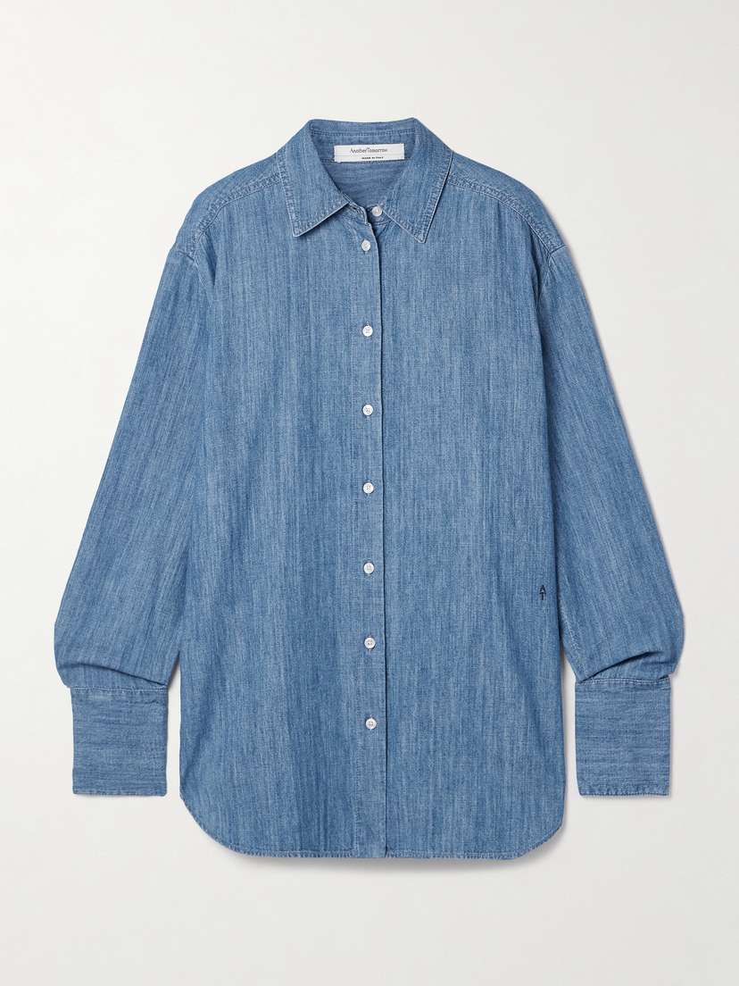 Another Tomorrow Oversized Organic Cotton-chambray Shirt