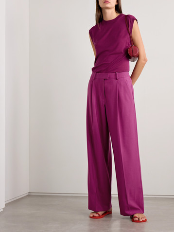 Another Tomorrow Wool-blend wide-leg pants