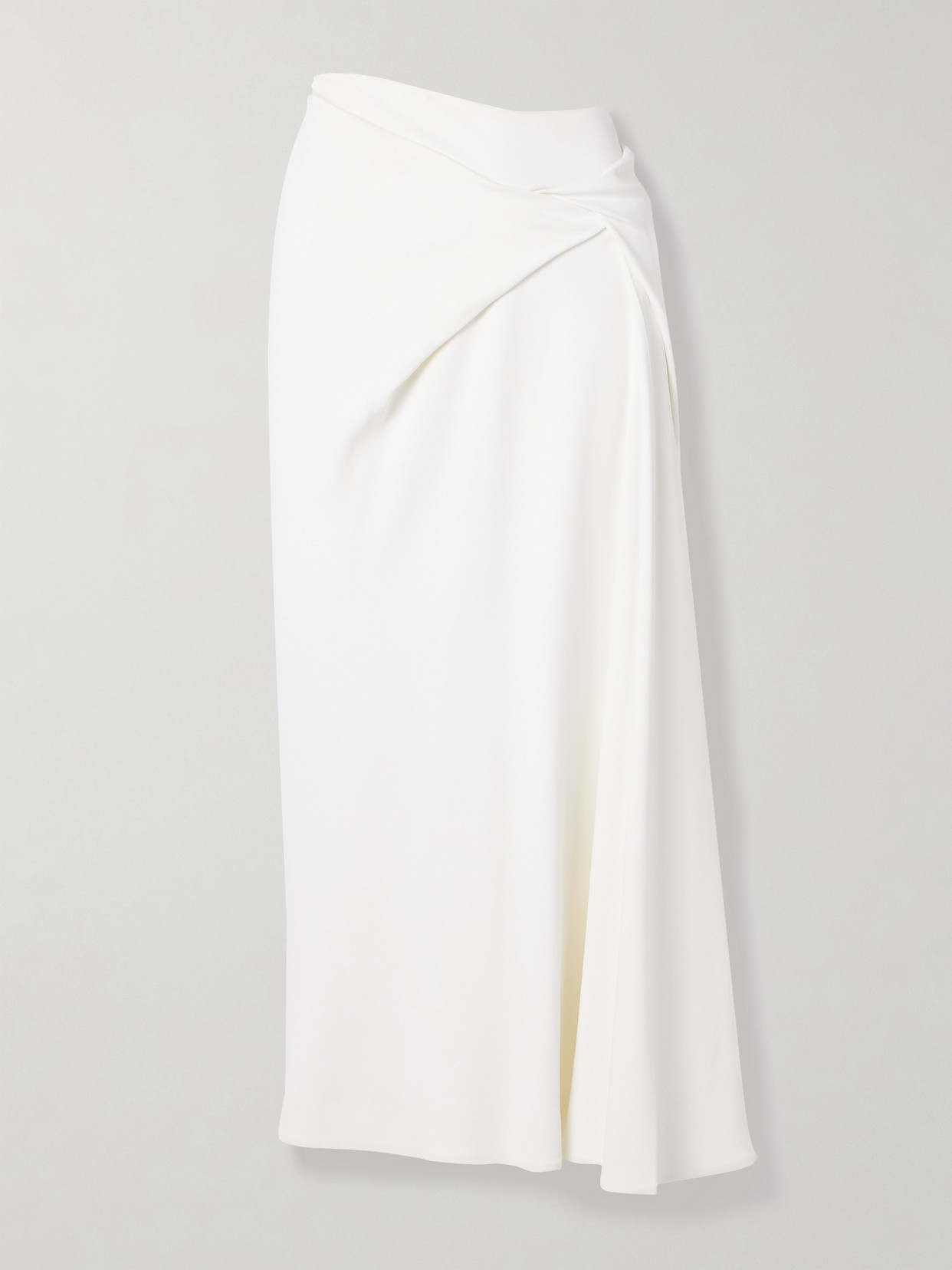 ANOTHER TOMORROW TWISTED STRETCH-CREPE MIDI SKIRT