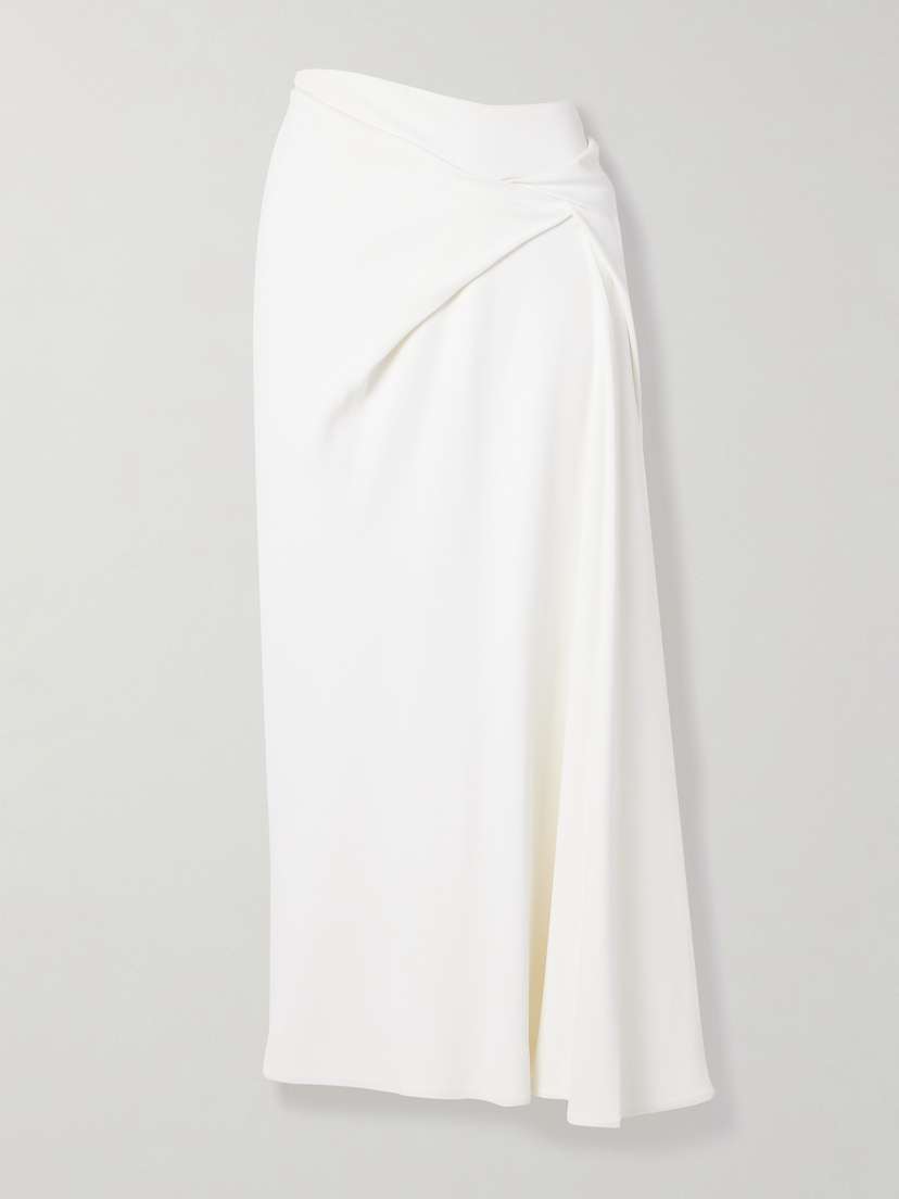 Another Tomorrow Twisted Stretch-crepe Midi Skirt