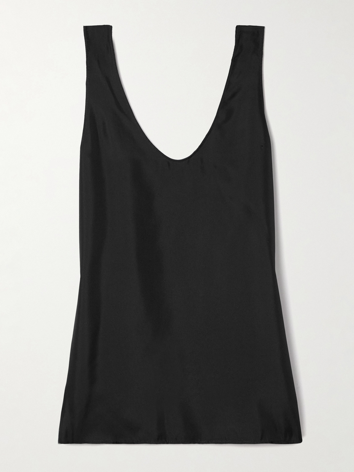 Shop Another Tomorrow Silk-twill Tank In Black